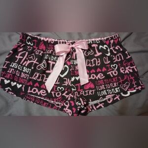 Women's Bobbie Brooks Black and Pink Pajama Shorts, Size S